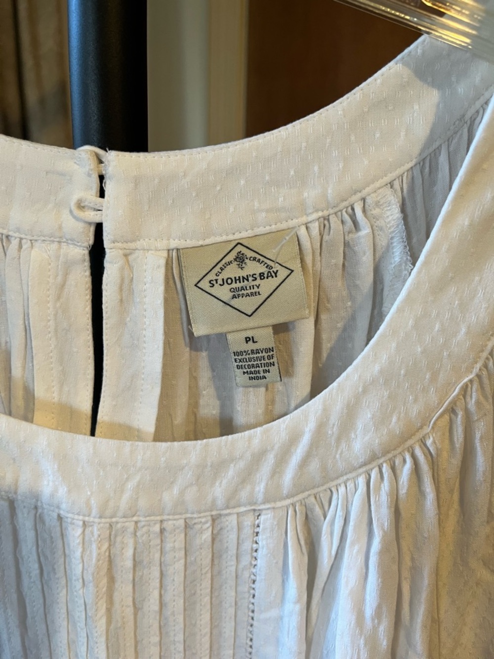 St. John's Bay White Pintuck Scoop-Neck Blouse - Picture 2 of 3